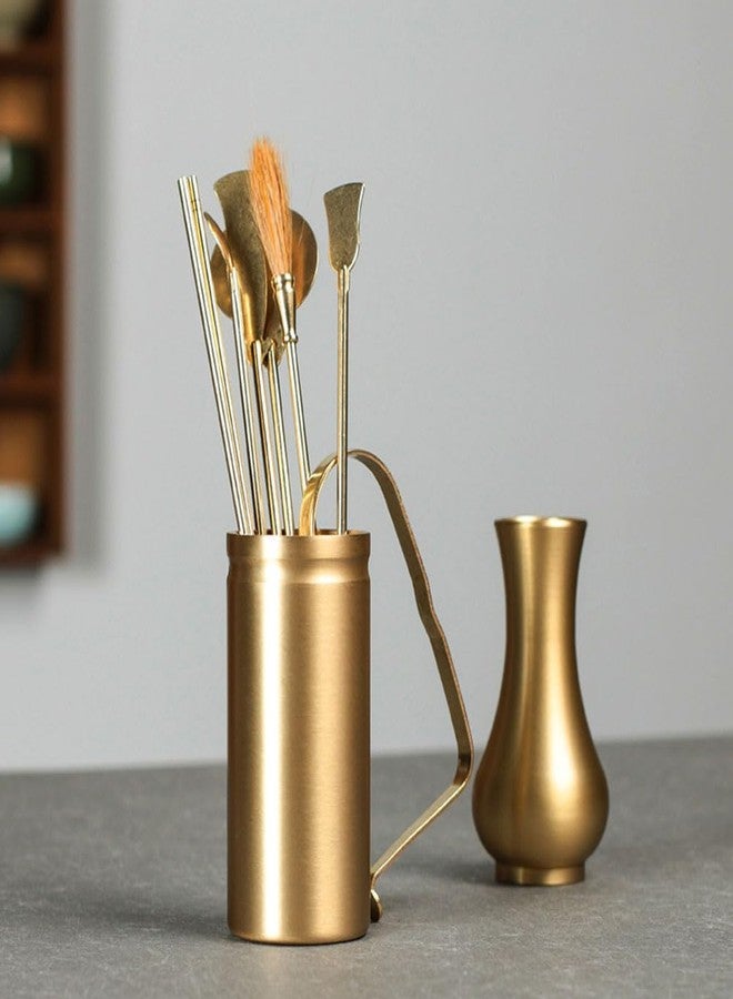 GRIRIW Brass Vase Ornaments - Golden Decorative Floral Vase for Home Decor Small Centerpiece for Flowers and Plants Stylish Storage Solution - Image 3