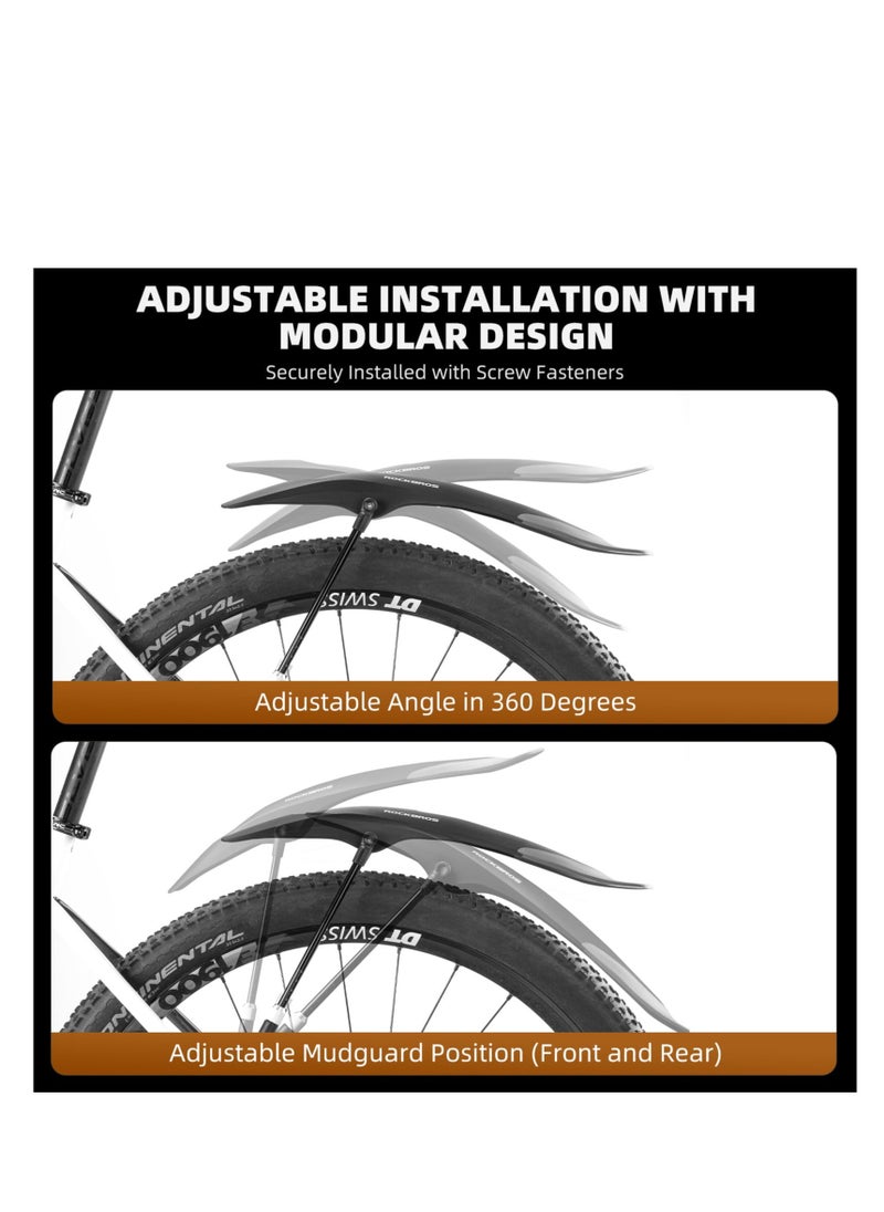 Excefore Bike Fender, Universal Adjustable Bike mud Guard, Mountain Bike Fender, Against Splashing Water & Dirt, for 26"/27.5"/29" Mountain Bike Universal Front Rear Mud Guards  - Image 2