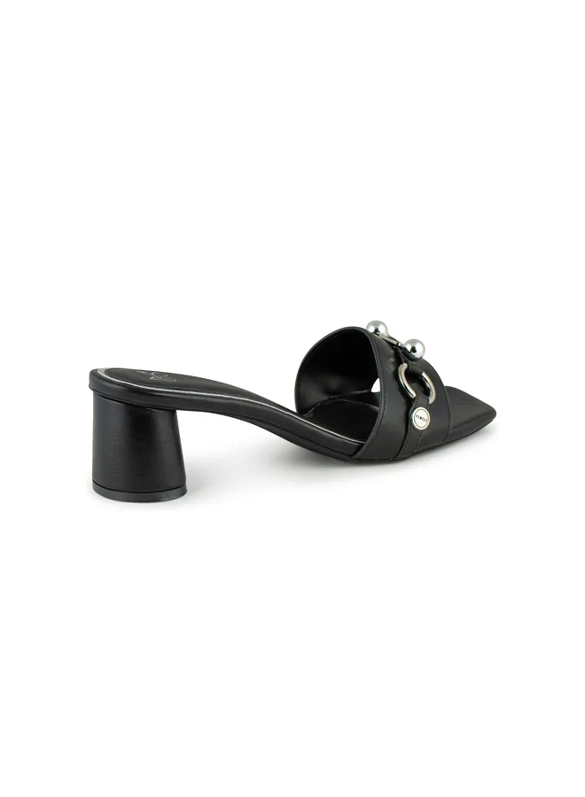 Vincci Black Women One Strap Mid Heel Sandals for Women | Best Price UAE