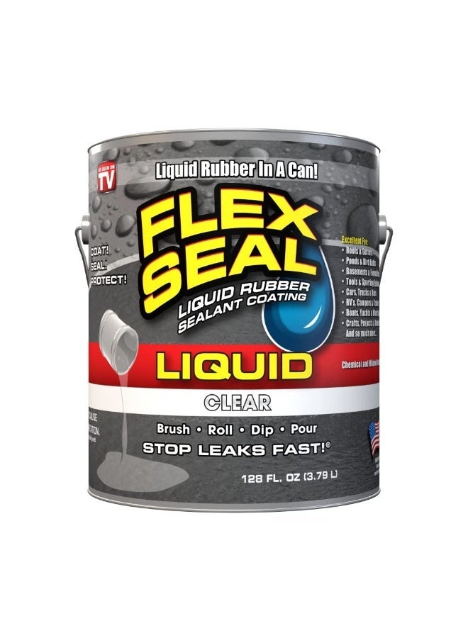 Flex Seal Liquid, Rubber Coating Sealant, Waterproof, Flexible, Breathable, and UV Resistant, Roof Repair, Basements, RV, Campers, Trailers, Marine, EPDM, Masonry, Clear, 1 Gallon - Image 1