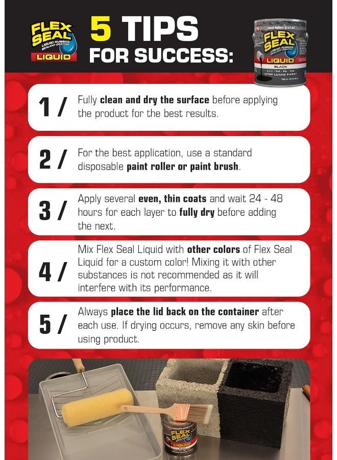 Flex Seal Liquid, Rubber Coating Sealant, Waterproof, Flexible, Breathable, and UV Resistant, Roof Repair, Basements, RV, Campers, Trailers, Marine, EPDM, Masonry, Clear, 1 Gallon - Image 2