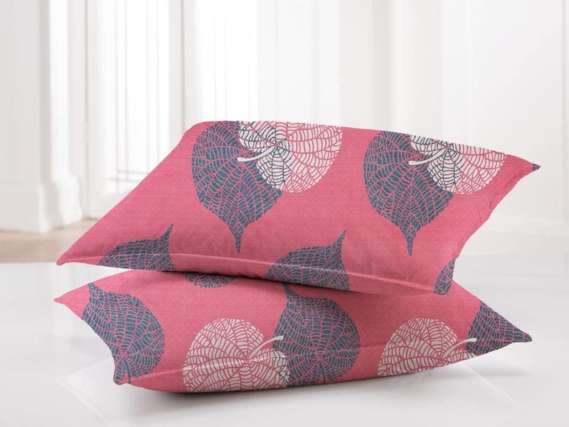 BSB مفرش سرير مزدوج بيس بي HOME مع 2 غطاء وسادة - 160 TC ميكروفايبر فائق النعومة - قابل للتنفس وخالي من التجاعيد - مجموعة 3 قطع | وردي ورمادي - Image 2