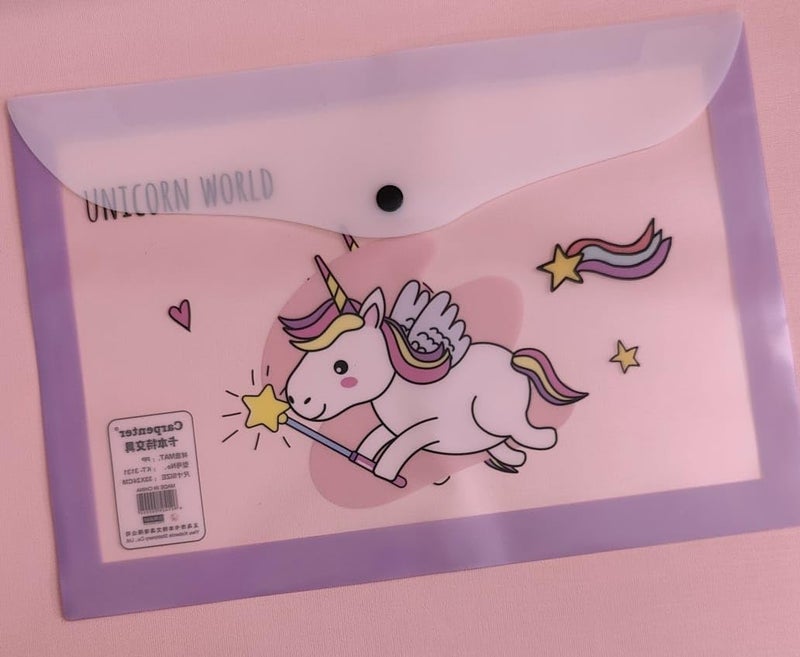 Tera13 Unicorn Document Folder for Girls (4 Pcs), Transparent, 21 x 21 x 1 Cm, Whimsical Style, Letter Size, Return Gifts - Image 2