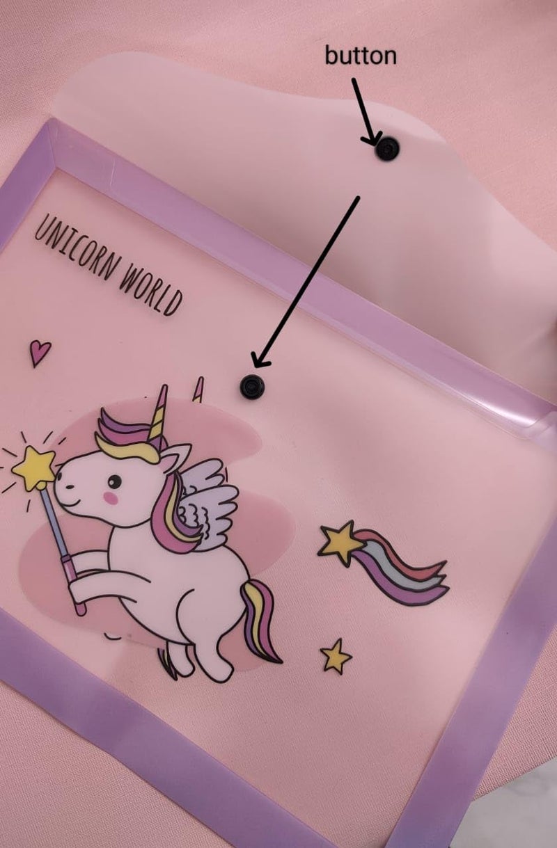 Tera13 Unicorn Document Folder for Girls (4 Pcs), Transparent, 21 x 21 x 1 Cm, Whimsical Style, Letter Size, Return Gifts - Image 4