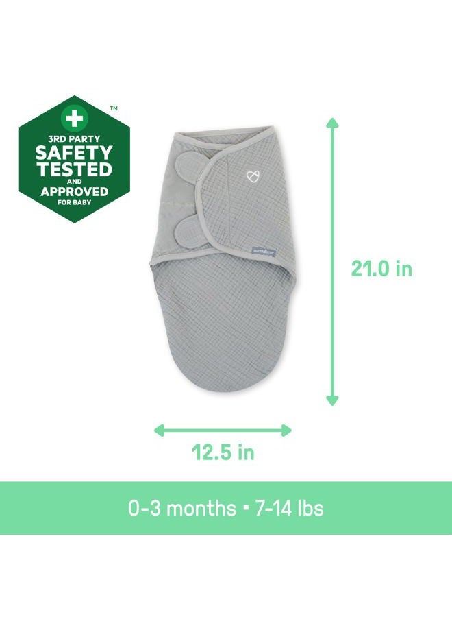 SwaddleMe من إنجينيتي - لفافة الأطفال الأصلية من موسلين، خفيفة الوزن 1.5 توغ، رمادي، 0-3 أشهر - Image 4