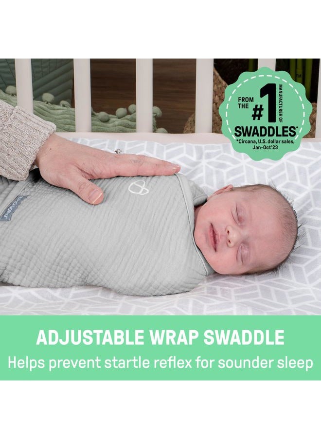 SwaddleMe من إنجينيتي - لفافة الأطفال الأصلية من موسلين، خفيفة الوزن 1.5 توغ، رمادي، 0-3 أشهر - Image 2