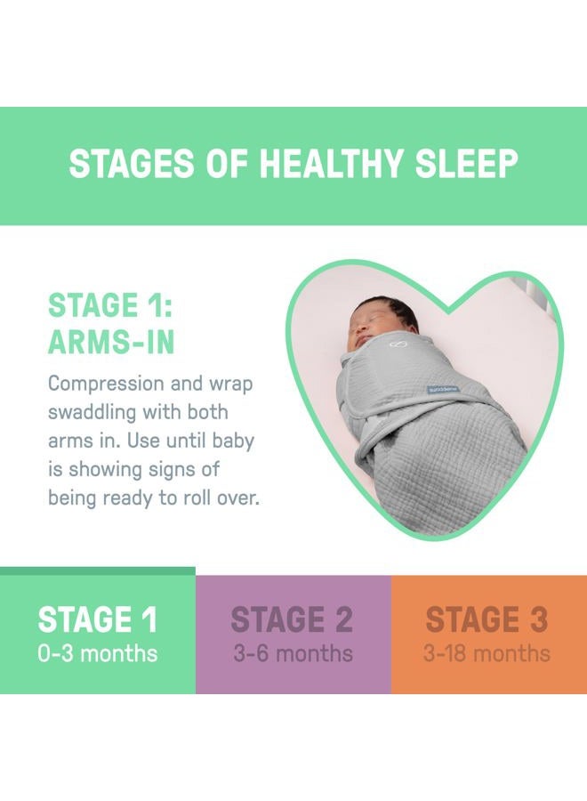 SwaddleMe من إنجينيتي - لفافة الأطفال الأصلية من موسلين، خفيفة الوزن 1.5 توغ، رمادي، 0-3 أشهر - Image 5