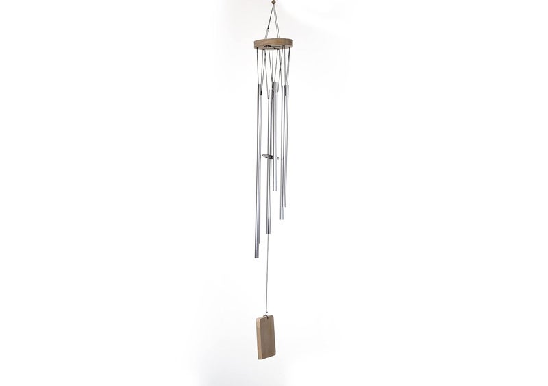 Tej Gifts Feng Shui Long Metal Wind Chime with 6 Silver Pipes for Positive Energy Decorative OutdoorIndoor Hanging Bells Good Luck Chimes for HomeBalcony Decoration Silver - Image 1