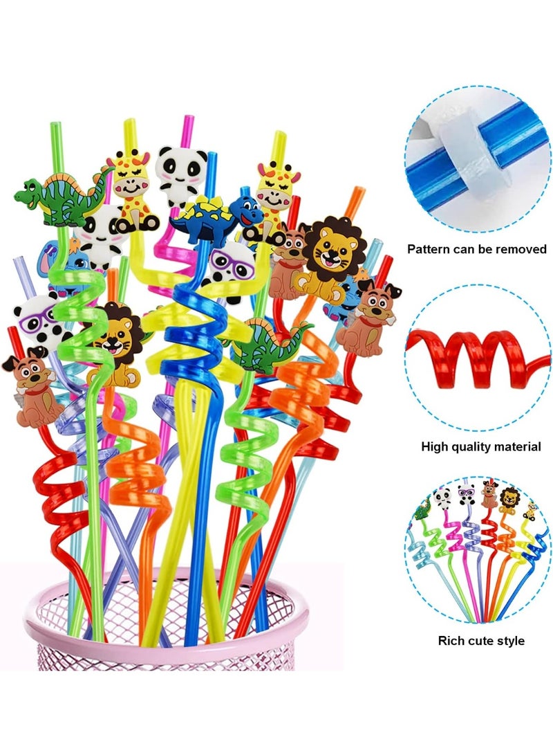 Reusable Wavy Plastic Drinking Straws with Assorted Fun Designs for Kids, Party Beverage Straws for Birthdays and Special Occasions, 8 Pieces - Image 3