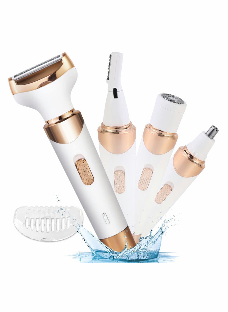 SYOSI Electric Razor for Women Bikini Trimmer, Women's Shaver Cordless 4 in 1 Wet and Dry, Shaver for face, Legs and underarms, Replaceable Trimmer Head, Micro USB Rechargeable - Image 1