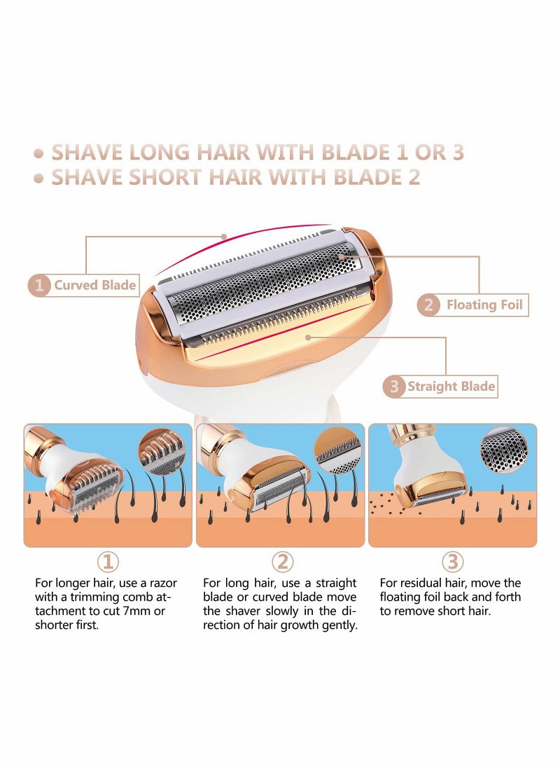 SYOSI Electric Razor for Women Bikini Trimmer, Women's Shaver Cordless 4 in 1 Wet and Dry, Shaver for face, Legs and underarms, Replaceable Trimmer Head, Micro USB Rechargeable - Image 3