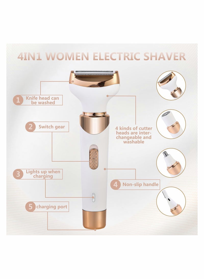 SYOSI Electric Razor for Women Bikini Trimmer, Women's Shaver Cordless 4 in 1 Wet and Dry, Shaver for face, Legs and underarms, Replaceable Trimmer Head, Micro USB Rechargeable - Image 2