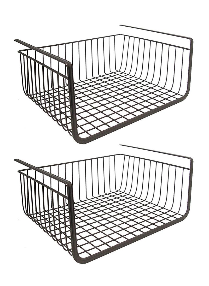 Styleys Styleys Metal Under Shelf Basket Wire Rack for Extra Cabinet Storage 13.5-inch (13.5 Inch 2 Pcs Black) - S11027A  - Image 1
