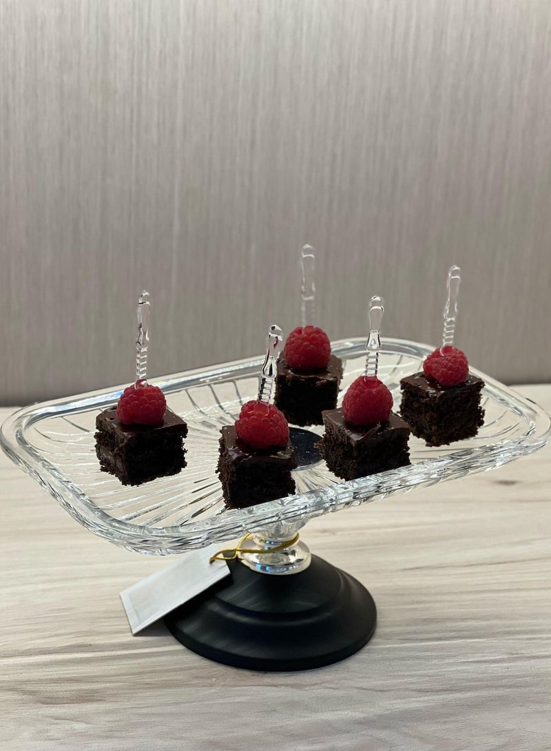 Glass serving plate with base for desserts and fruits, multi-purpose, medium size - Image 1