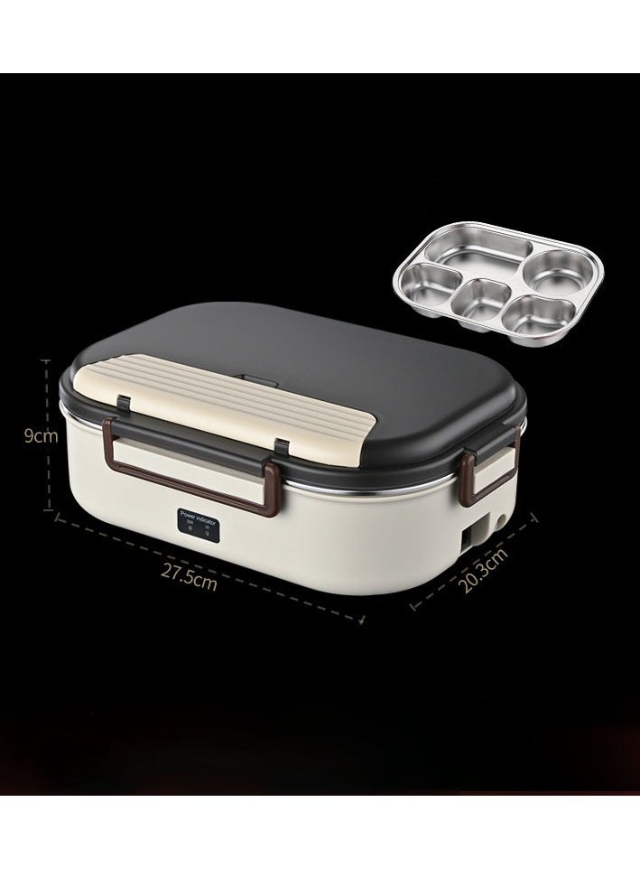 General Portable electric heating lunch box, home food warmer, portable food warmer, lunch warmer, car warmer, stainless steel detachable container (off-white)  - Image 1