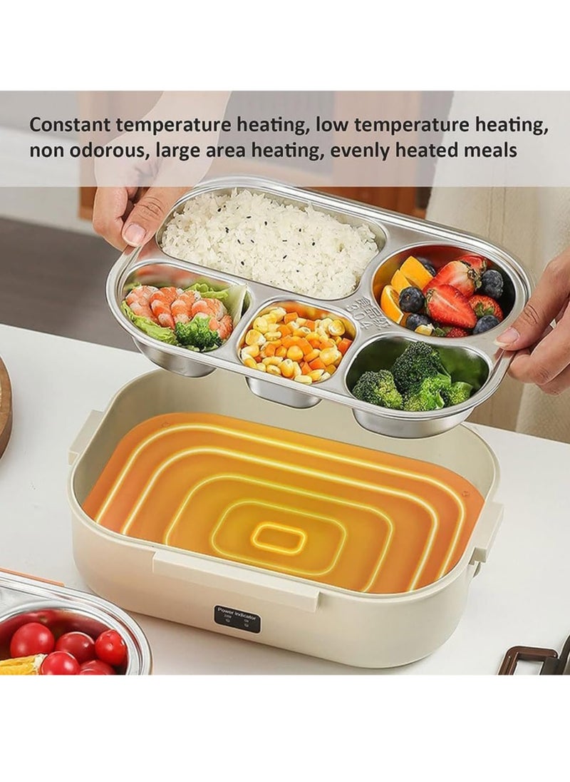 General Portable electric heating lunch box, home food warmer, portable food warmer, lunch warmer, car warmer, stainless steel detachable container (off-white)  - Image 3