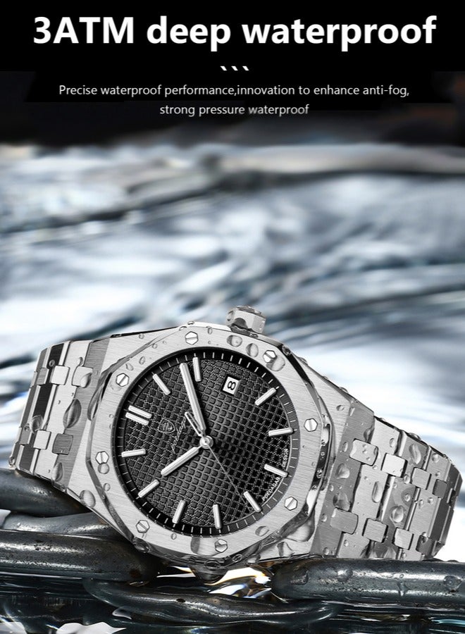 POEDAGAR ساعات للرجال ساعة فاخرة من الفولاذ المقاوم للصدأ ساعة كوارتز مقاومة للماء - Image 3