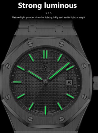 ساعات للرجال ساعة فاخرة من الفولاذ المقاوم للصدأ ساعة كوارتز مقاومة للماء - view 4
