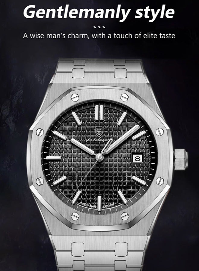 POEDAGAR ساعات للرجال ساعة فاخرة من الفولاذ المقاوم للصدأ ساعة كوارتز مقاومة للماء - Image 5