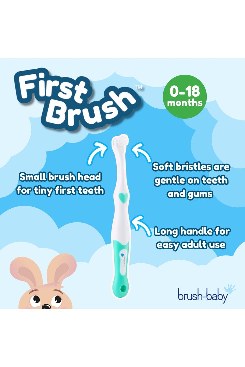 brush-baby فرشاة أسنان للأطفال من برش-بيبي بشعيرات ناعمة خالية من BPA عبوة من 2 ألوان متنوعة 18 شهر - Image 3