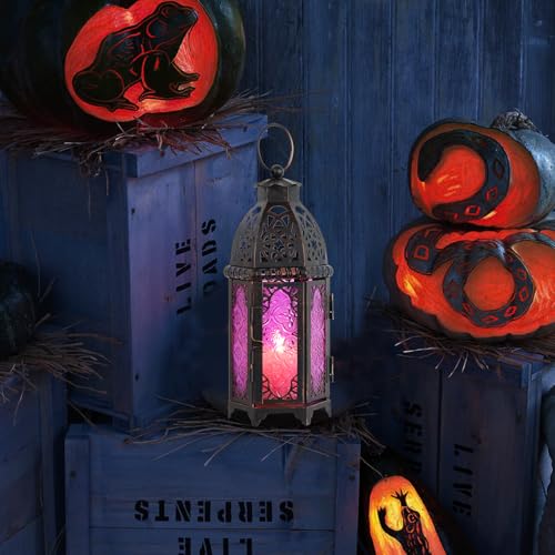 NEEDOMO Halloween Decorations,11'' Moroccan Lanterns Decorative Indoor & Outdoor, Vintage Christmas Candle Holder, Metal Lanterns Decorative, Table, Patio, Porch, Shelf, Christmas Spring Home Decor - Image 5