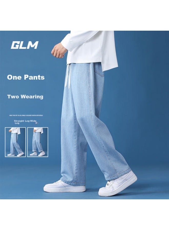 Glm Jeans For Men, Spring And Summer Korean Style Trendy Versatile Straight-leg Slimming Heightening American Loose Wide-leg Trousers - Image 2