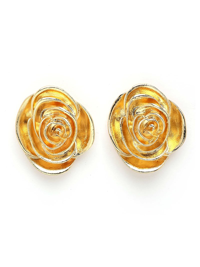 KARATCART Gold Plated Floral Stud Earrings for Women (33038774) - Image 5