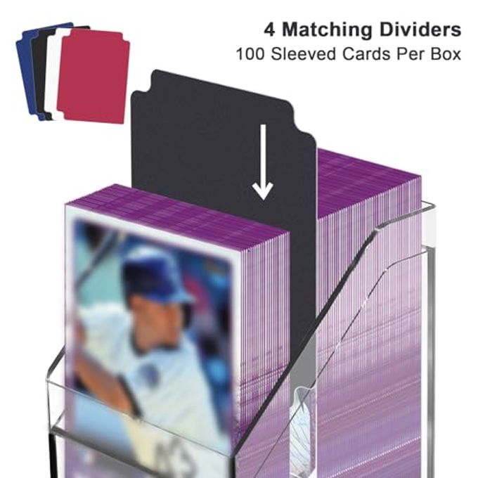 KKU 4 Pack Card Deck Cases, Trading Card Storage Boxes Acrylic Card Holder Cases, Deck Storage Box Hold 400+ Sleeved Cards Fit for Sport Cards (4 Colors) - Image 3