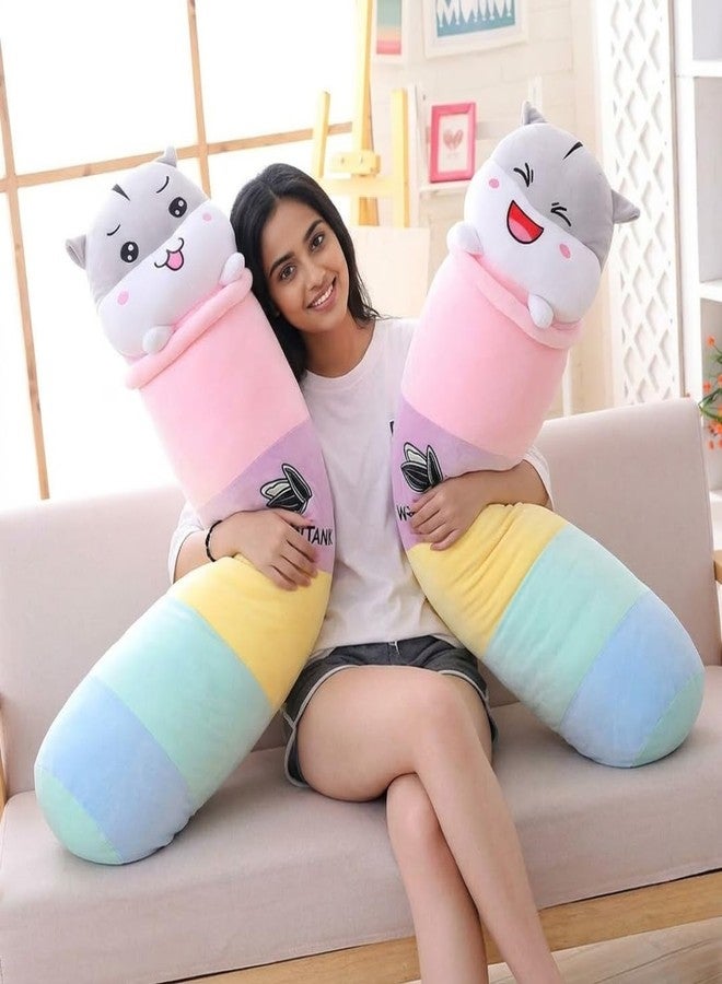 TechMax Solution Happy Grain Tank Cat Plushie Long Rainbow Body Ergonomic Sleeping Companion - Image 4