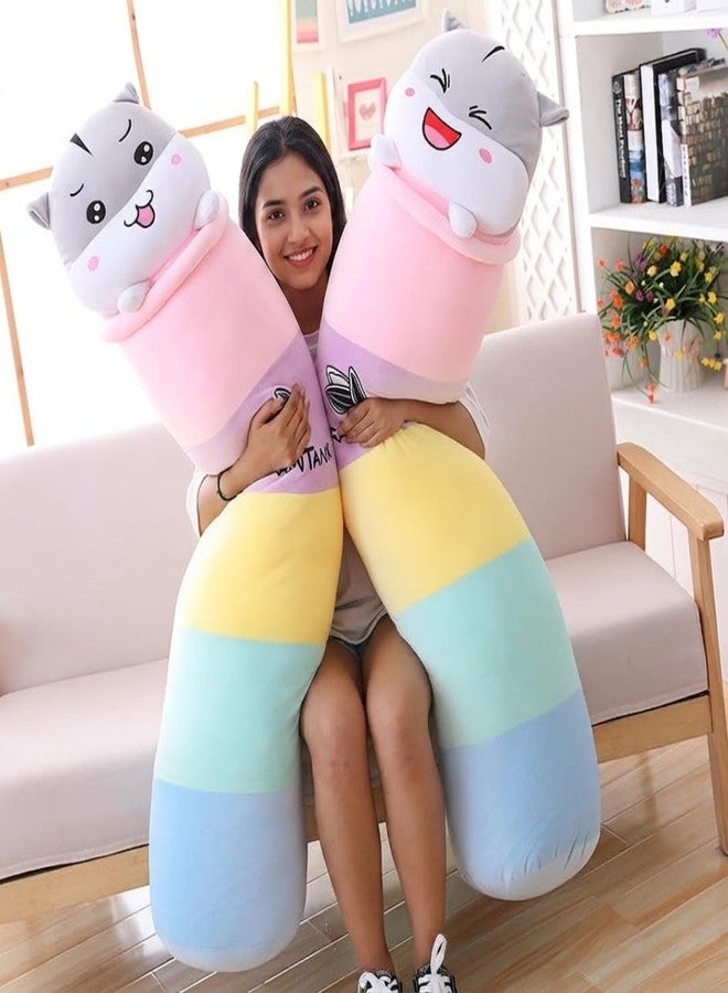 TechMax Solution Happy Grain Tank Cat Plushie Long Rainbow Body Ergonomic Sleeping Companion - Image 2