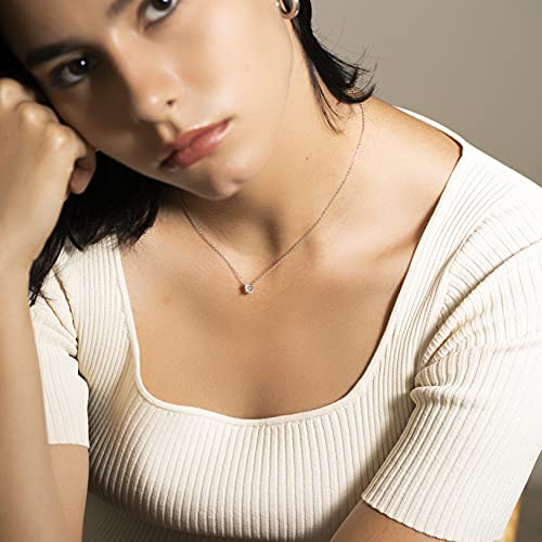 S.Leaf Diamond Necklace Pendant Cubic Zirconia Tennis Necklace Solitaire Choker Necklace for Women Sterling Silver Birthday Gifts for Women - Image 5