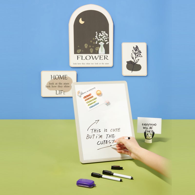 Desktop Whiteboard: 32x26cm White Magnetic Dry Erase Board - Flexible Orientation Stackable Space-Saving Sturdy Hips Material for Home Office School Note-Taking Brainstorming - Image 3
