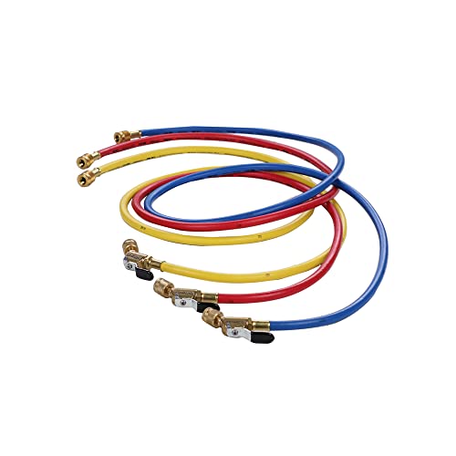 Hilmor 1935924 60" Hose with Ball Valve End, Rated for 800 PSI, Compatible with High-Pressure Refrigerants, HVAC Equipment (Pack of 3) - Image 1
