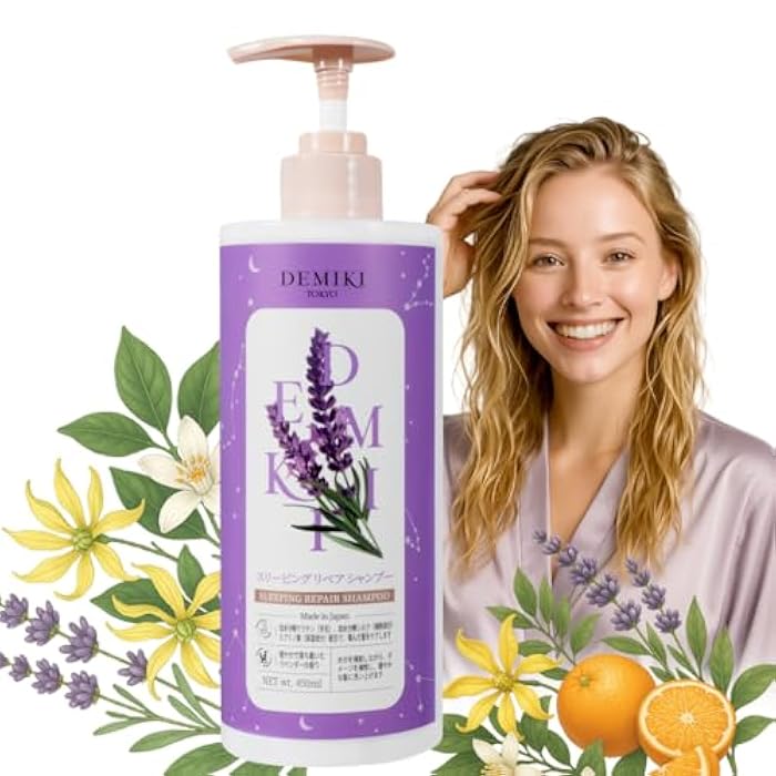 DEMIKI Japanese Shampoo for Damaged Hair,Shampoo for Women,Sulfate Free,Keratin Care, Color Safe, Gentle for Color Treated Hair, Moisturizing Hair Care, Anti Dandruff,Lavender Perfume, 450ml,16oz - Image 1