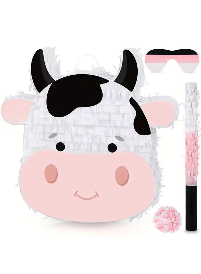 Cow Pinata Bundle For Party Games With Blindfold Bat And Confetti The Cow - Image 1
