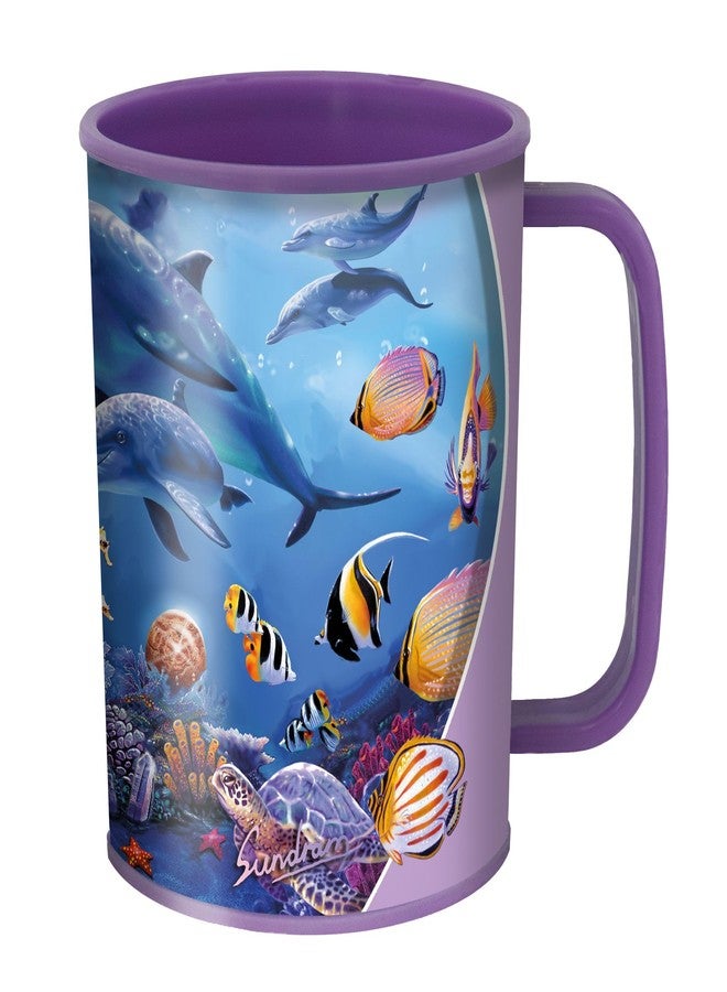 3D LiveLife Drinking Cup - Seahorse kingdom from Deluxebase. Lenticular 3D Ocean Plastic Tumbler, 10 fl oz BPA-Free Reusable Drinkware. Animal Themed Cup and Durable Party Favour Gift - Image 1