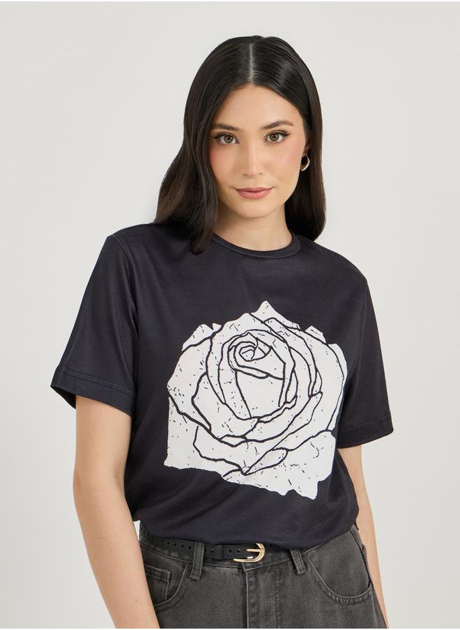 Styli Graphic Print Short Sleeve Regular Fit T-Shirtâ€‹  - Image 1