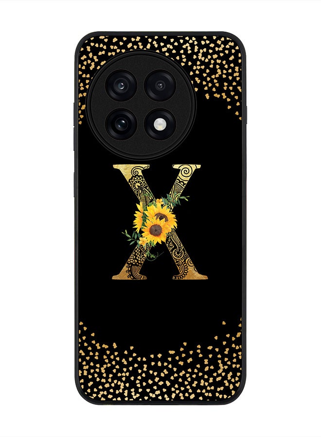 Stylizedd For OnePlus 13R / Ace 5 Pro Case,Slim fit Camera Protection, Shockproof Thin Phone cover  - Custom Floral Monogram - X ( Black )