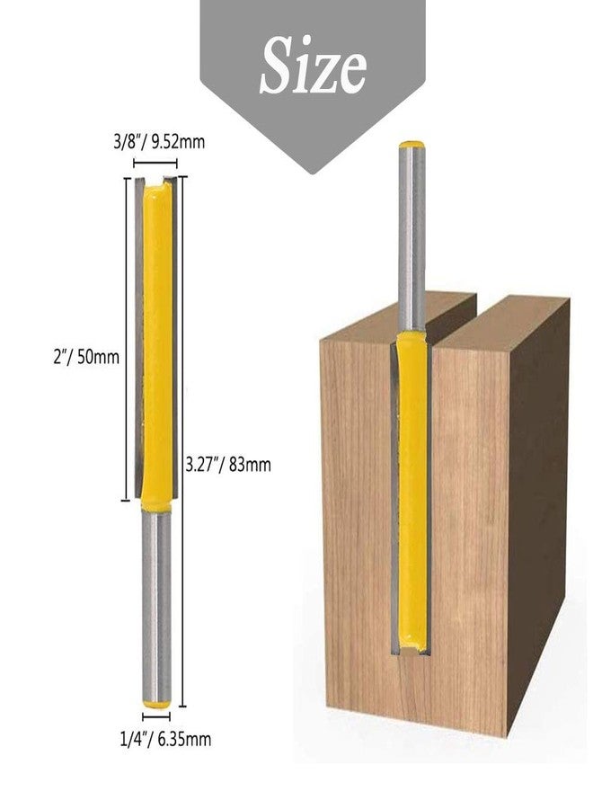 Mesee Set of 2 Pieces Extra Long Straight Router Bit Set, 1/4-Inch Shank Double Flute Straight Grooving Bits Trimming Cutter Woodworking Milling Tools with 2" & 3" Cutting Height - Image 2