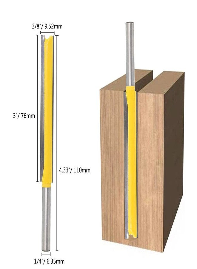 Mesee Set of 2 Pieces Extra Long Straight Router Bit Set, 1/4-Inch Shank Double Flute Straight Grooving Bits Trimming Cutter Woodworking Milling Tools with 2" & 3" Cutting Height - Image 3