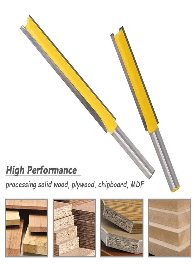 Mesee Set of 2 Pieces Extra Long Straight Router Bit Set, 1/4-Inch Shank Double Flute Straight Grooving Bits Trimming Cutter Woodworking Milling Tools with 2" & 3" Cutting Height - Image 5