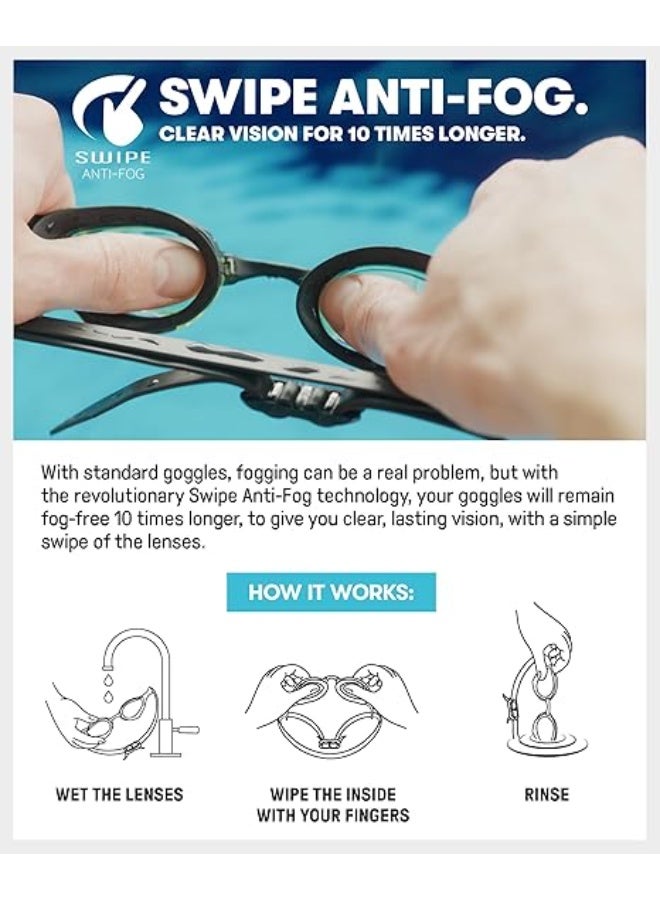 أرينا نظارة سباحة بعدسات عاكسة مع علبة حماية و 3 مقاسات أنف قابلة للتركيب أسود - Image 4