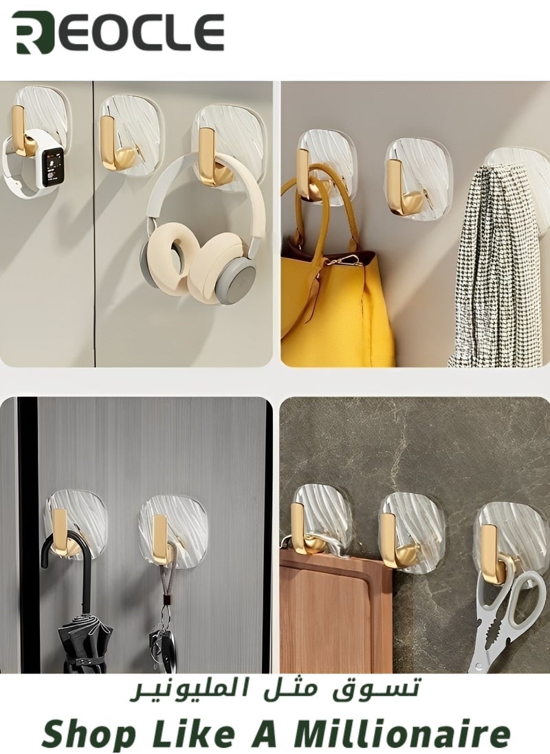 REOCLE - Adhesive Hooks Heavy Duty Wall Hooks Waterproof Stainless Steel Hooks Robe Hook Rack Wall Mount for Hanging Coat & Hat & Towel - Image 1