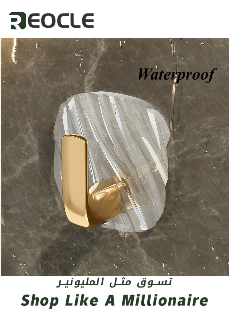 REOCLE - Adhesive Hooks Heavy Duty Wall Hooks Waterproof Stainless Steel Hooks Robe Hook Rack Wall Mount for Hanging Coat & Hat & Towel - Image 1