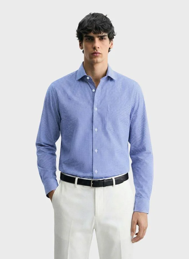 The Indian Garage Co Men Slim Fit Checked Round Neck Full Sleeves Shirt