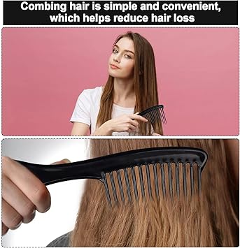 Bansusu Long Tooth Comb 2Pcs Black Afro Hair Comb Plastic Large Detangling Wide Tooth Comb Reduce Hair Loss Durable Curl Comb for Long Curly Thick Wet Dry Hair Styles for Girls Women Barber Salon - Image 5