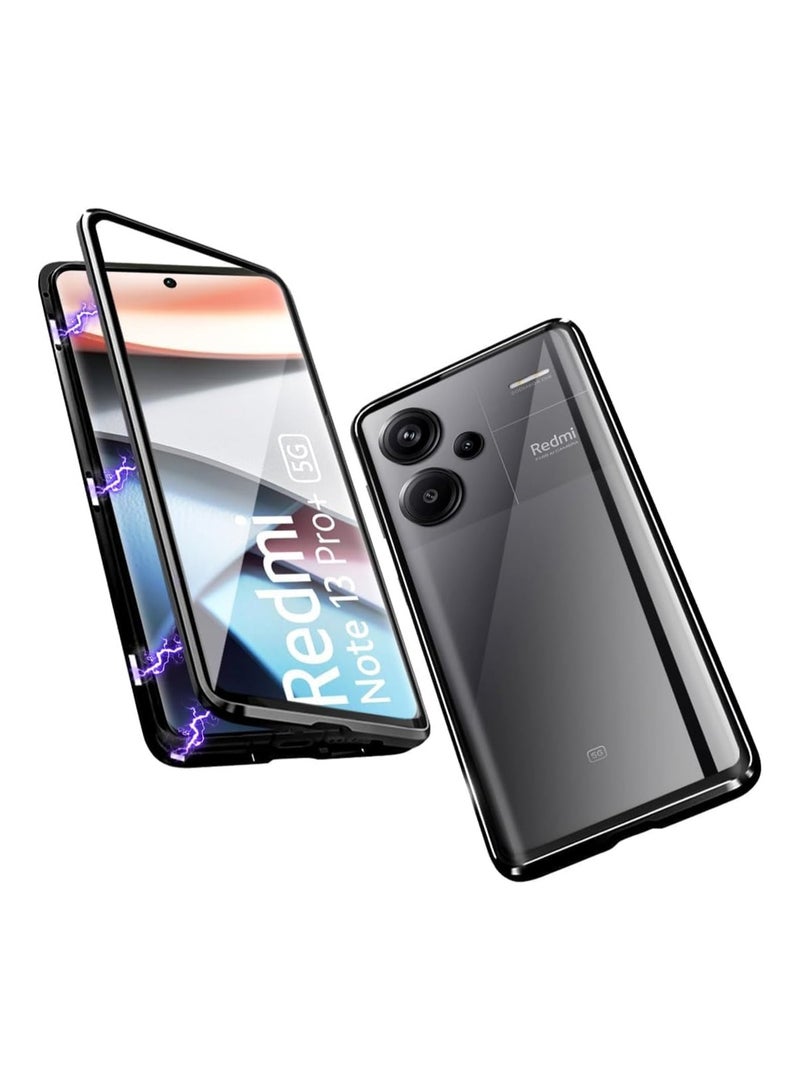 Redmi Note 13 Pro Plus 5G, Magnetic Body Metal Frame Thin Double Sided Clear Tempered Glass Shockproof with Camera Protection Cover - Image 1