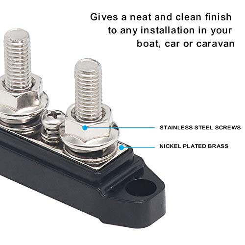 Recoil S2P-516 Busbar Dual 5/16” Studs and #8 Screw Terminal Power Distribution Block with Ring Terminals Pair Red & Black - Image 4