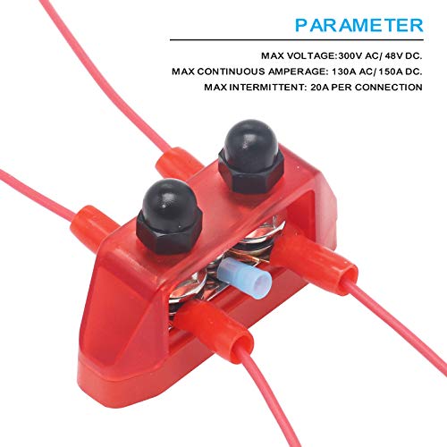Recoil S2P-516 Busbar Dual 5/16” Studs and #8 Screw Terminal Power Distribution Block with Ring Terminals Pair Red & Black - Image 5