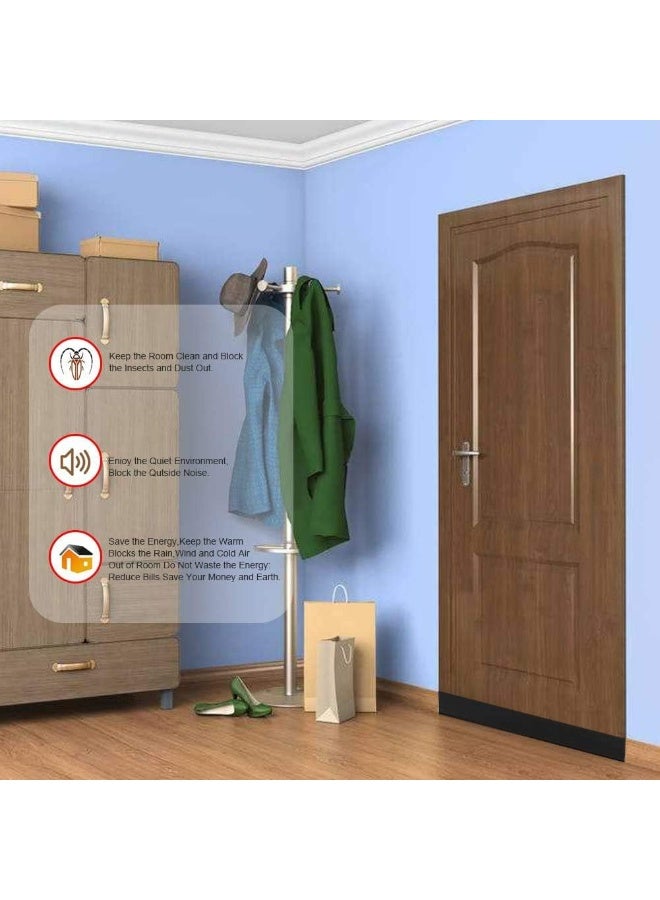 لاصق مانع لتسرب الهواء أسفل الباب من المطاط عازل للصوت قوي للأبواب الخارجية الداخلية للحماية الغبار والضوضاء والحشرات (1 متر أسود) - Image 5